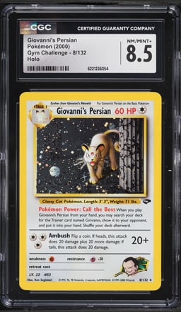 2000 Pokemon Gym Challenge Holo Giovanni's Persian #8 CGC 8.5 NM-MT+