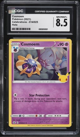 2021 Pokemon Sword & Shield Celebrations Holo Cosmoem #14 CGC 8.5 NM-MT+