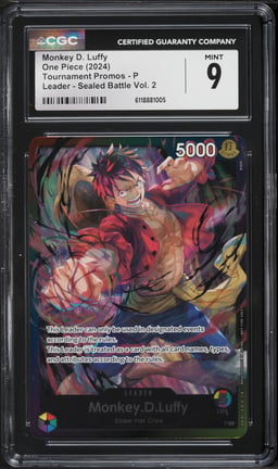 2024 One Piece Tournament Promos Sealed Battle Vol. 2 Leader Monkey D. Luffy #P CGC 9 MINT