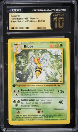 1999 Pokemon German Base Set 1st Edition Beedrill #17 CGC 10 PRISTINE