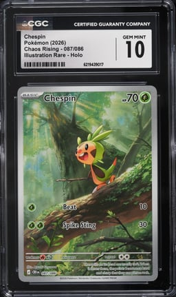 2026 Pokemon Mega Evolution Chaos Rising IR Chespin #87 CGC 10 GEM MINT