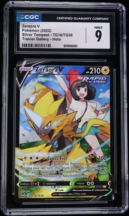 2022 Pokemon Sword & Shield Silver Tempest Trainer Gallery CHR Zeraora V #TG16 CGC 9 MINT