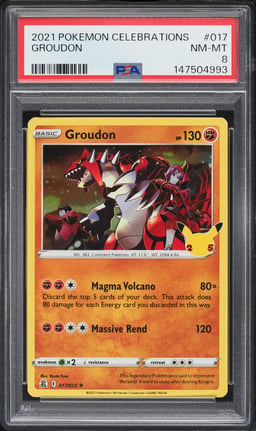 2021 Pokemon Sword & Shield Celebrations Groudon #17 PSA 8 NM-MT