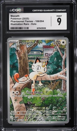 2025 Pokemon Mega Evolution Phantasmal Flames IR Meowth #106 CGC 9 MINT