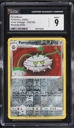 2020 Pokemon Sword & Shield Vivid Voltage Reverse Holo Ferrothorn #124 CGC 9 MINT