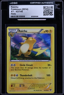 2014 Pokemon XY Holo Raichu #43 CGC AUTH