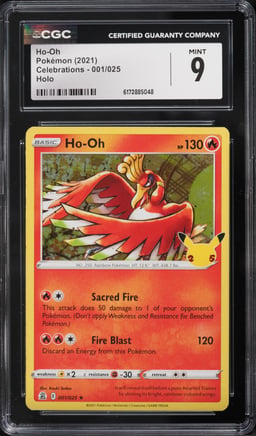 2021 Pokemon Sword & Shield Celebrations Holo Ho-Oh #1 CGC 9 MINT