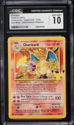 2021 Pokemon Sword & Shield Celebrations Gold Metal Ultra Premium Collection Charizard CGC 10