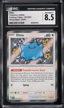 2024 Pokemon Scarlet & Violet Paldean Fates Holo Shiny Ditto #201 CGC 8.5 NM-MT+