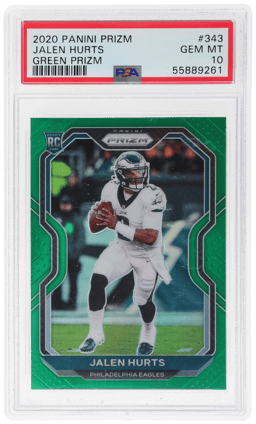 2020 Panini Prizm Green Prizm Jalen Hurts #343 PSA 10
