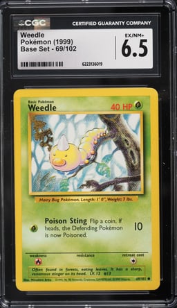1999 Pokemon Base Set Weedle #69 CGC 6.5 EXMT+