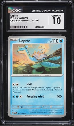 2023 Pokemon Scarlet & Violet Obsidian Flames Lapras #045 CGC 10 GEM MINT