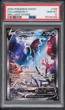 2022 Pokemon Sword & Shield Brilliant Stars Full Art Lumineon V #156 PSA 10 GEM MINT
