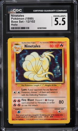 1999 Pokemon Base Set Holo Ninetales #12 CGC 5.5 EX+