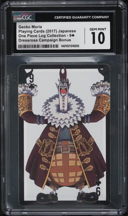 2017 One Piece Japanese Dressrosa Playing Cards Gecko Moria 9 OF CLUBS CGC 10