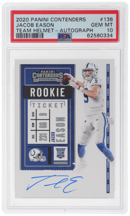 2020 Panini Contenders Team Helmet Variation Rookie Ticket Autograph Jacob Eason #136 PSA 10