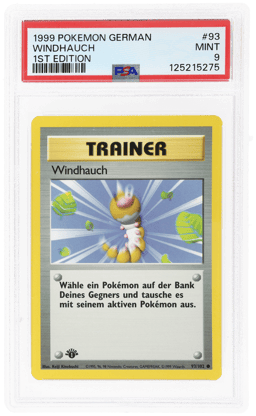 1999 Pokemon Base Set German 1st Edition Gust of Wind #93 PSA 9