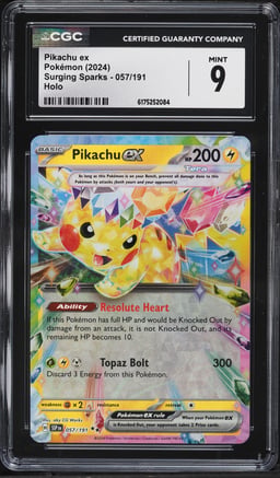 2024 Pokemon Scarlet & Violet Surging Sparks Holo Pikachu EX #57 CGC 9 MINT