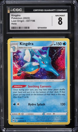 2022 Pokemon Sword & Shield Lost Origin Holo Kingdra #37 CGC 8 NM-MT