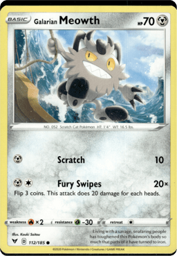 2020 Galarian Meowth #112 Vivid Voltage