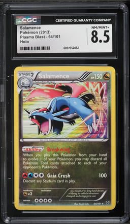 2013 Pokemon Black & White Plasma Blast Holo Salamence #64 CGC 8.5 NM-MT+