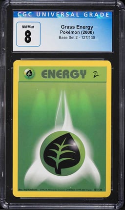 2000 Pokemon Base Set 2 Grass Energy #127 CGC 8 NM-MT