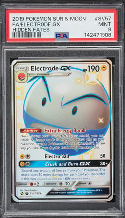 2019 Pokemon Sun & Moon Hidden Fates Full Art Shiny Electrode GX #SV57 PSA 9 MINT
