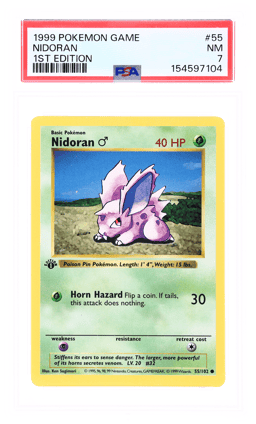 1999 Pokemon Base Set 1st Edition Nidoran #55 PSA 7