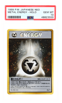 2000 Pokemon Neo 1 Gold Silver To A New World Japanese Holo Metal Energy PSA 10