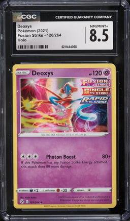 2021 Pokemon Sword & Shield Fusion Strike Holo Deoxys #120 CGC 8.5 NM-MT+
