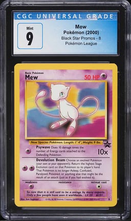 2000 Pokemon League Black Star Promo Mew #8 CGC 9 MINT