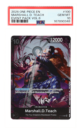 2026 One Piece Card Game Promo Event Pack Volume 8 Marshall D. Teach #P100 PSA 10