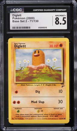 2000 Pokemon Base Set 2 Diglett #71 CGC 8.5 NM-MT+