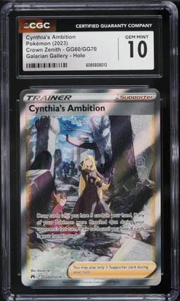 2023 Pokemon Sword & Shield Crown Zenith Alt Art Cynthia's Ambition #GG60 CGC 10 GEM MINT