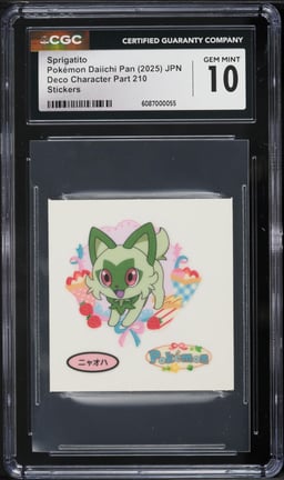 2025 Pokemon Japanese Daiichi Pan Deco Character Part 210 Stickers Sprigatito CGC 10 GEM MINT
