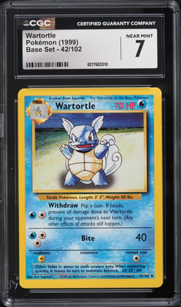 1999 Pokemon Base Set Wartortle #42 CGC 7 NRMT