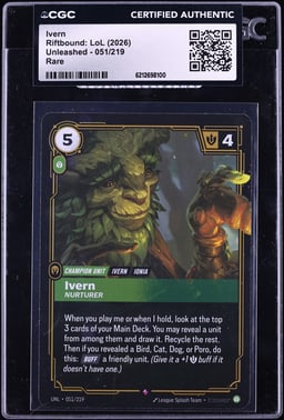 2026 Riftbound League Of Legends LoL Unleashed Ivern #051 CGC AUTH