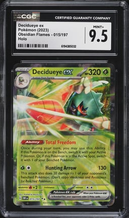 2023 Pokemon Scarlet & Violet Obsidian Flames Holo Decidueye EX #15 CGC 9.5 MINT+