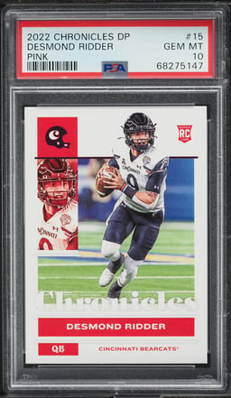 2022 Panini Chronicles Draft Picks Pink Desmond Ridder ROOKIE #15 PSA 10 GEM