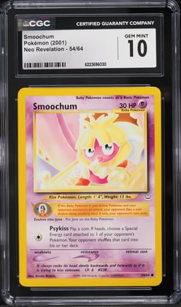 2001 Pokemon Neo Revelation Smoochum #54 CGC 10 GEM MINT