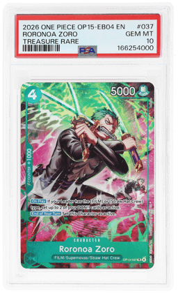 2026 One Piece Adventure On Kami's Island Treasure Rare Roronoa Zoro #OP13-037 PSA 10
