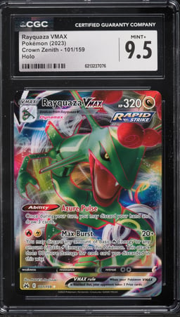 2023 Pokemon Sword & Shield Crown Zenith Holo Rayquaza VMAX #101 CGC 9.5 MINT+