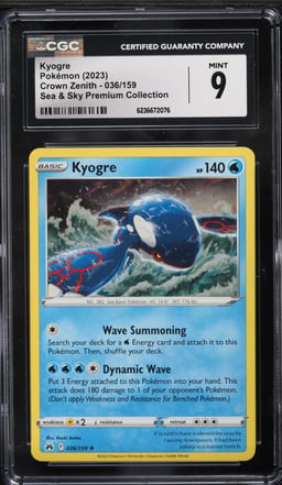 2023 Pokemon Sword & Shield Crown Zenith Sea & Sky Premium Collection Kyogre #36 CGC 9 MINT