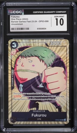 2024 One Piece Bandai Games Fest '23-'24 Fukurou #OP03-088 CGC 10 GEM MINT