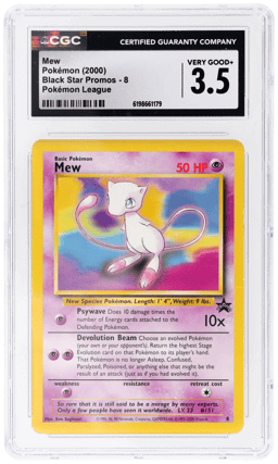 2000 Pokemon Wizards of the Coast Black Star Promo Pokemon League Mew #8 CGC 3.5