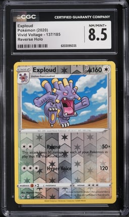 2020 Pokemon Sword & Shield Vivid Voltage Reverse Holo Exploud #137 CGC 8.5 NM-MT+