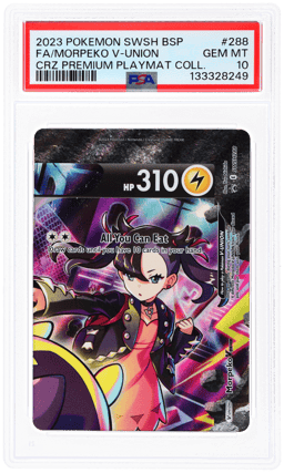 2023 Pokemon Sword and Shield Black Star Promo Crown Zenith Premium Playmat Collection Morpeko V Union #SWSH288 PSA 10