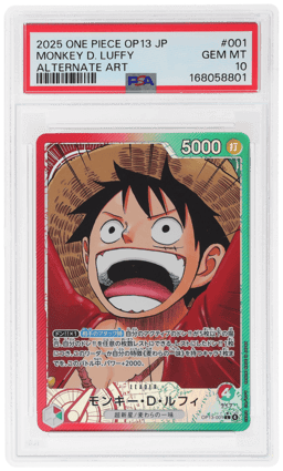2025 One Piece Carrying On His Will Japanese Alternate Art Monkey D. Luffy #OP13-001 PSA 10
