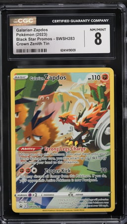 2023 Pokemon Sword & Shield Crown Zenith Tin Promo Galarian Zapdos #SWSH283 CGC 8 NM-MT