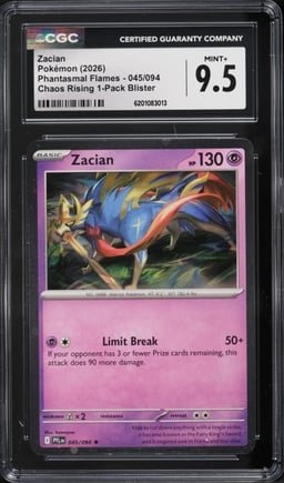 2026 Pokemon Mega Evolution Phantasmal Flames Chaos Rising 1 Pack Blister Zacian #45 CGC 9.5